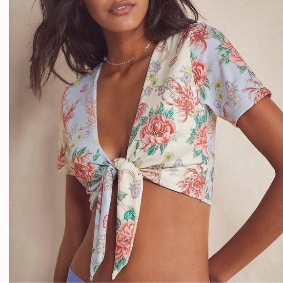 We Are HAH All Tied Up Top In Kyoto Kimono French Blue Various Sizes - Picture 8 of 8